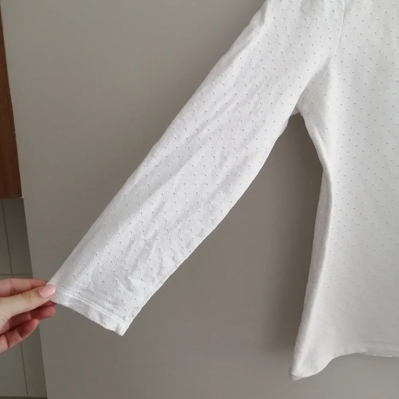 A.P.C White 100% Cotton 3/4 Sleeve Light Sweater with Micro Hole Pattern Large - Picture 5 of 14